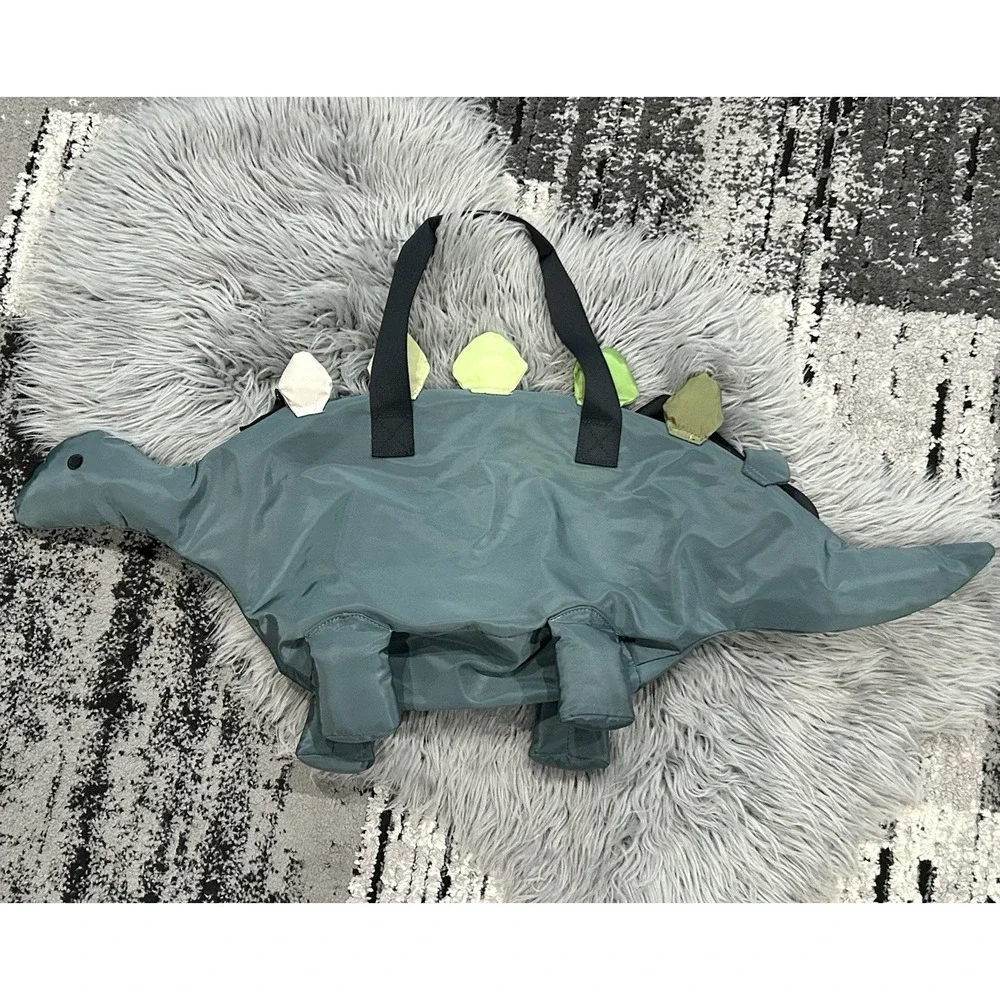 Cat & Jack Green Dinosaur Bag Duffle Tote Mid Size Polyester Zip Shoulder Strap